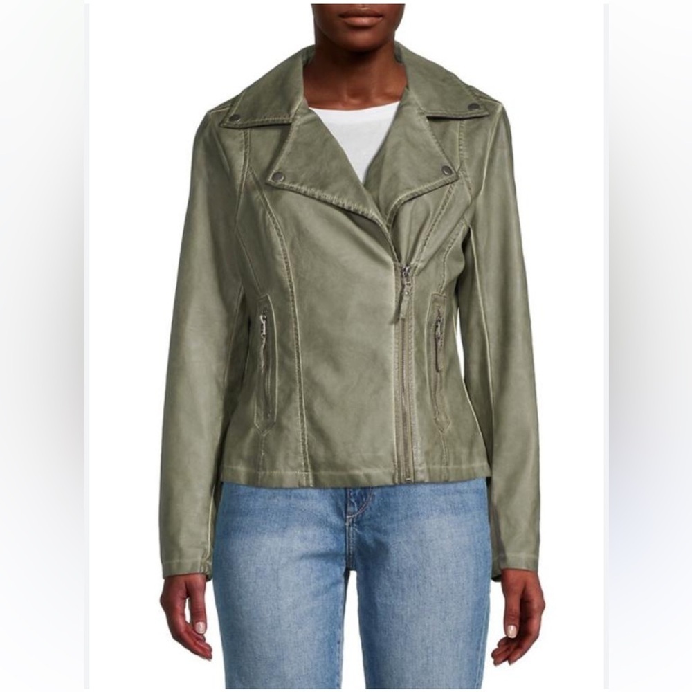 Max Studio Faux Leather Zip Jacket